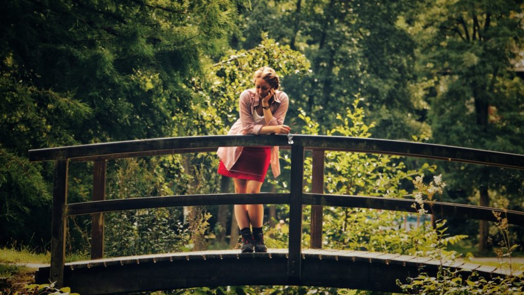 woman on bridge