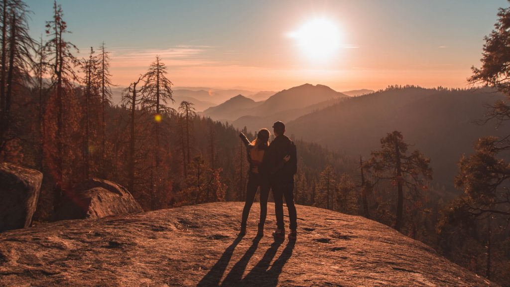 couple looking over mountains