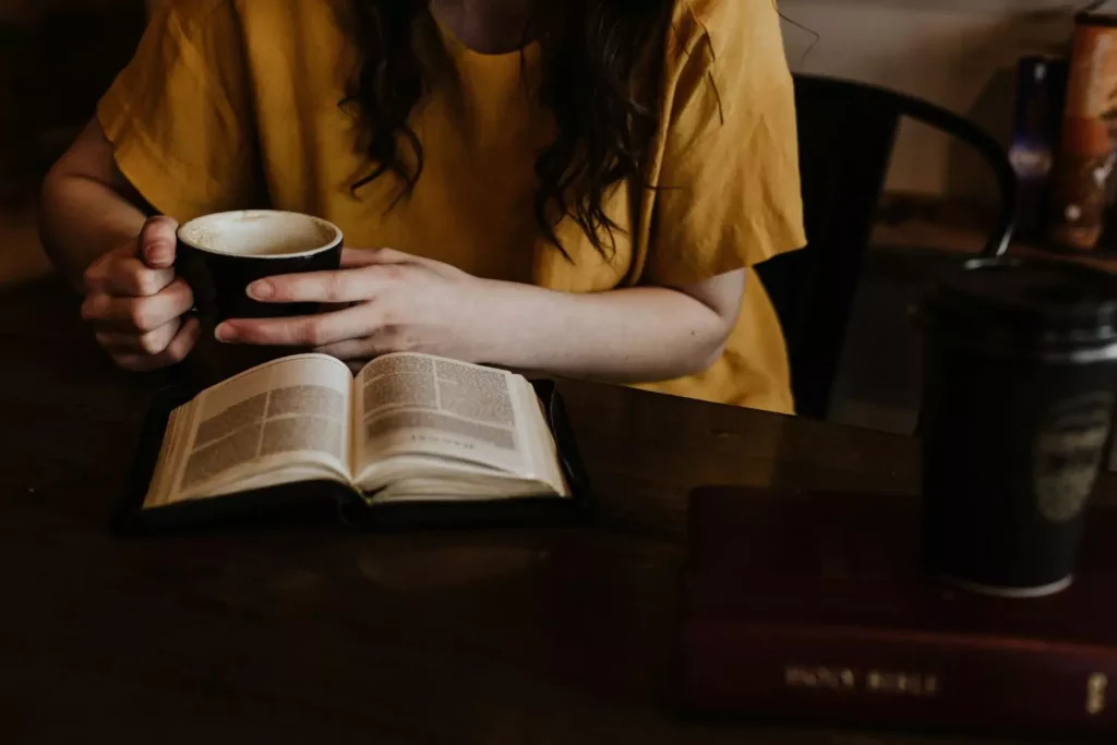 a woman reading her Bible, working on her heart
