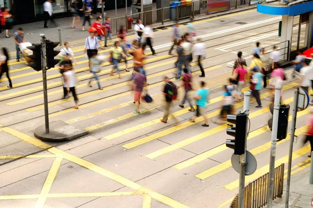 image of a very busy street with pedestrians. Too much busyness?