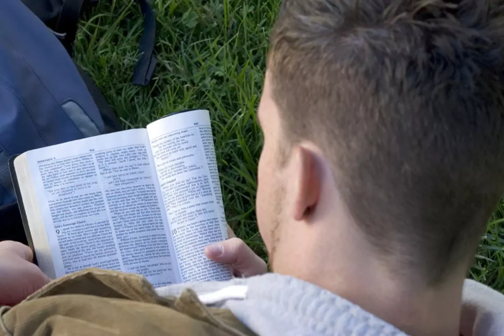 a man doing the spiritual discipline of reading his bible