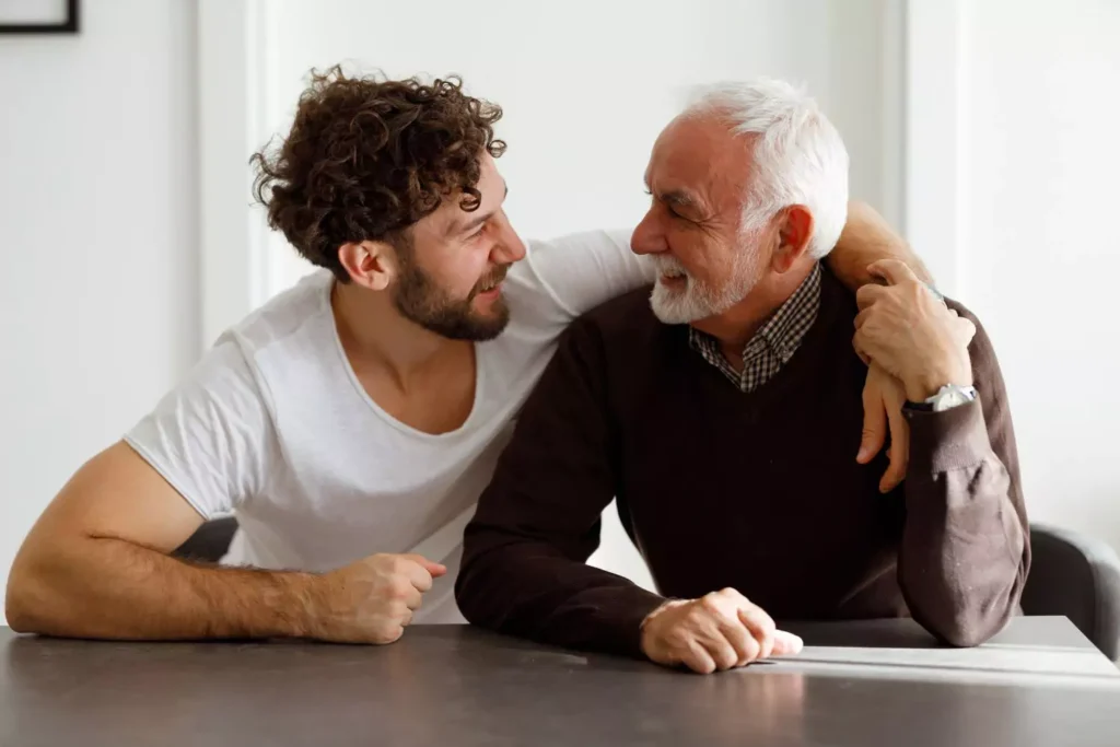 a man and son embracing on Father's day