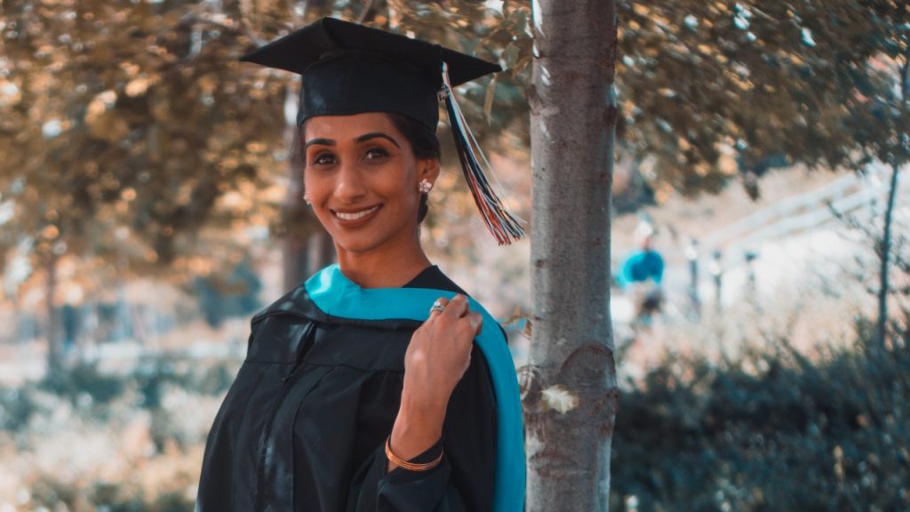 woman wearing academic robe