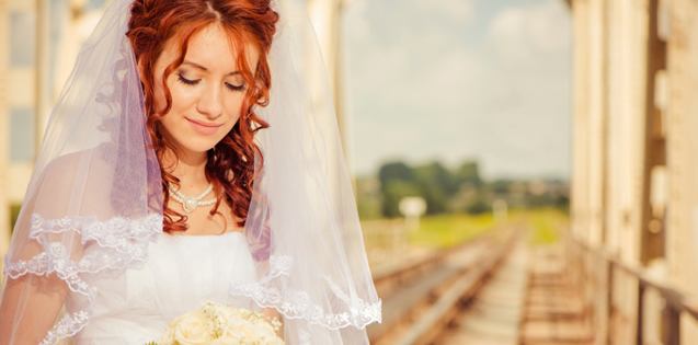 bride on a railroad