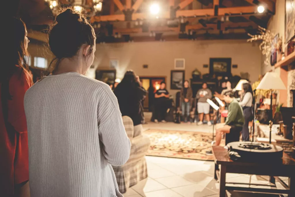 woman at a small church