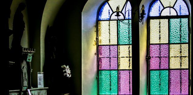 Stained glass window in a church