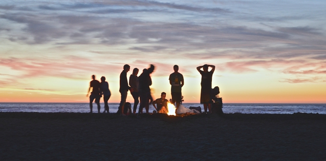 friends at a bonfire