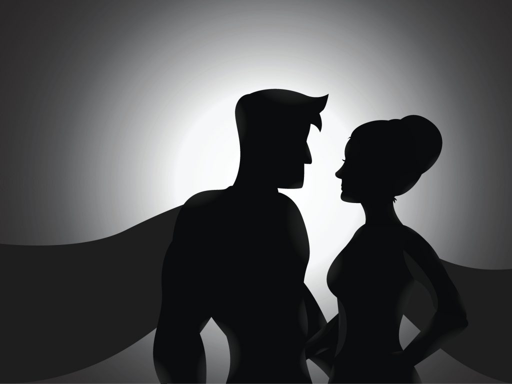 Illustration of a couple hero silhouette
