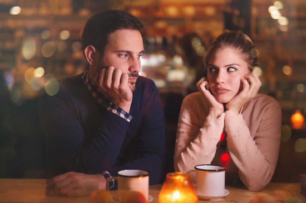 awkward couple on a coffee date