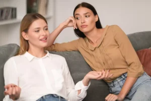 a woman listening to her friend