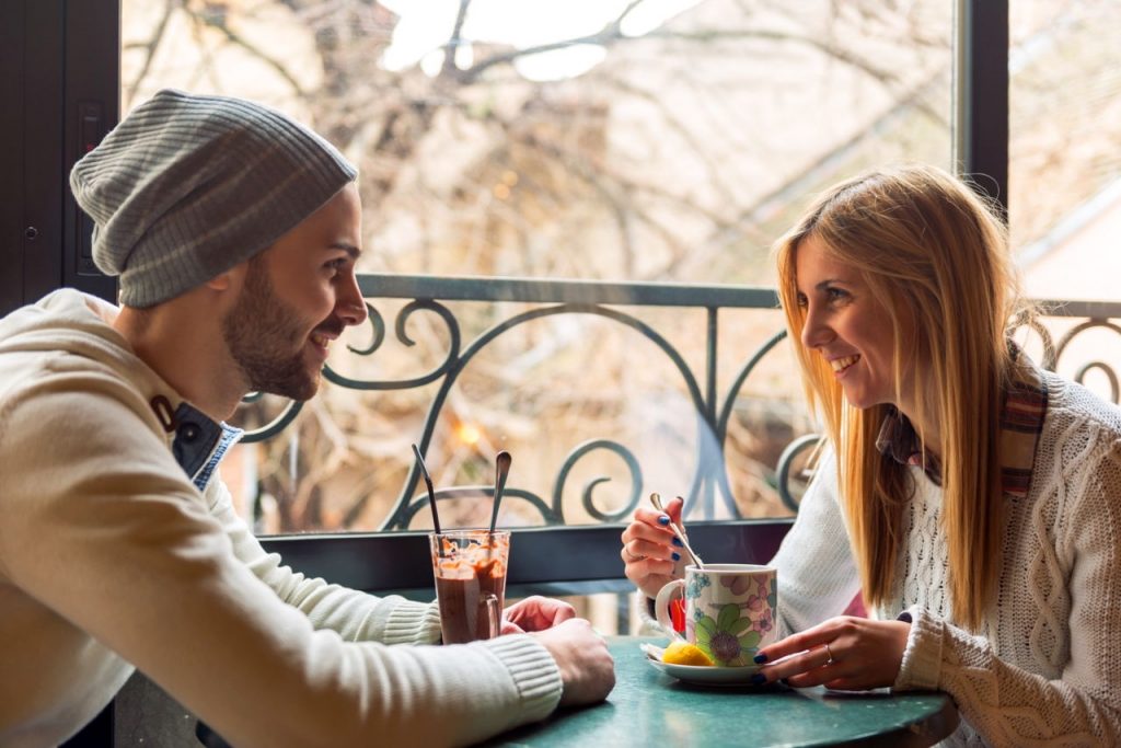 man and woman on a date