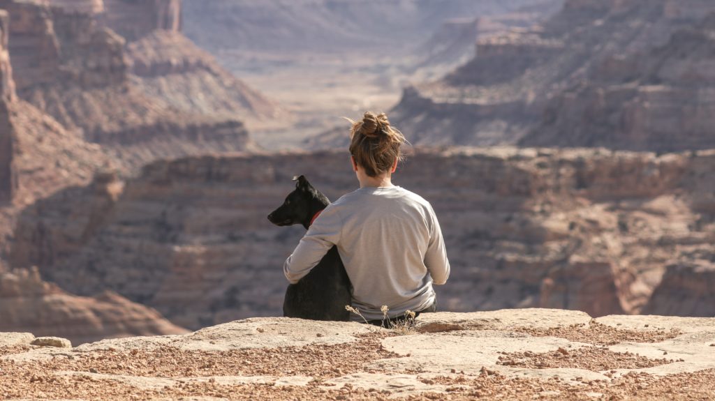 a woman and her pet