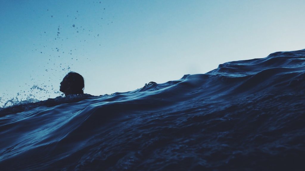 woman with head above water