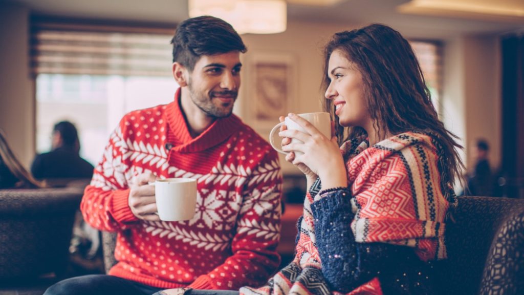 couple christmas coffee date