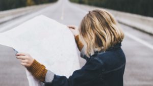 woman holding map