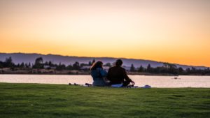 people on date during sunset
