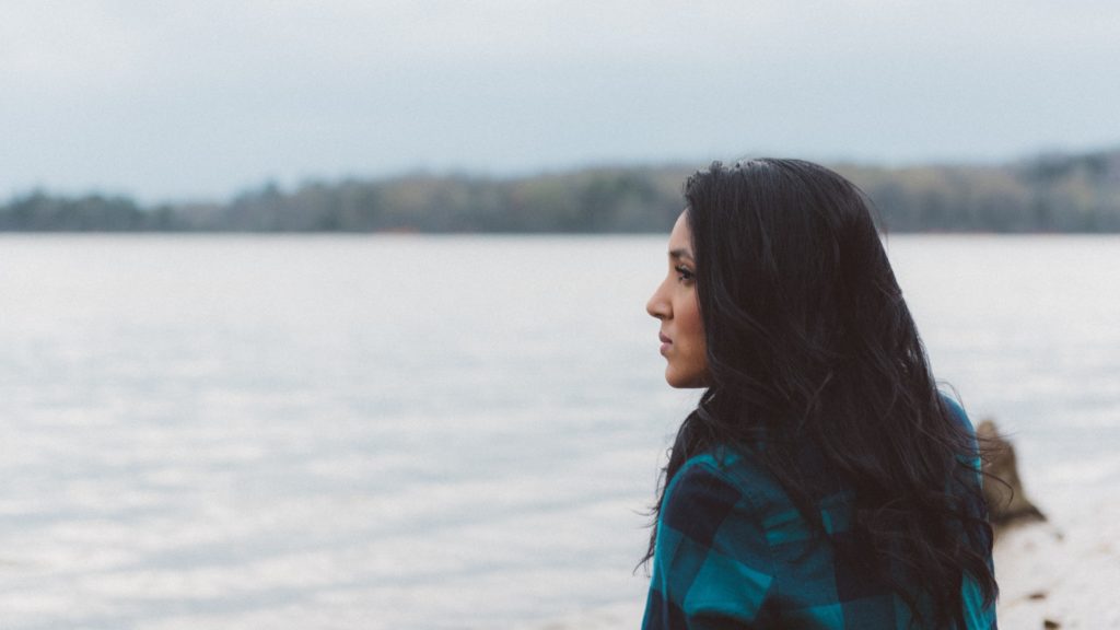 woman by lake