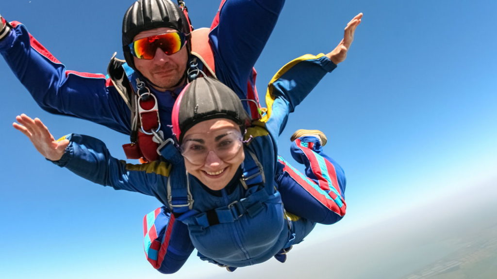 skydivers in free-fall