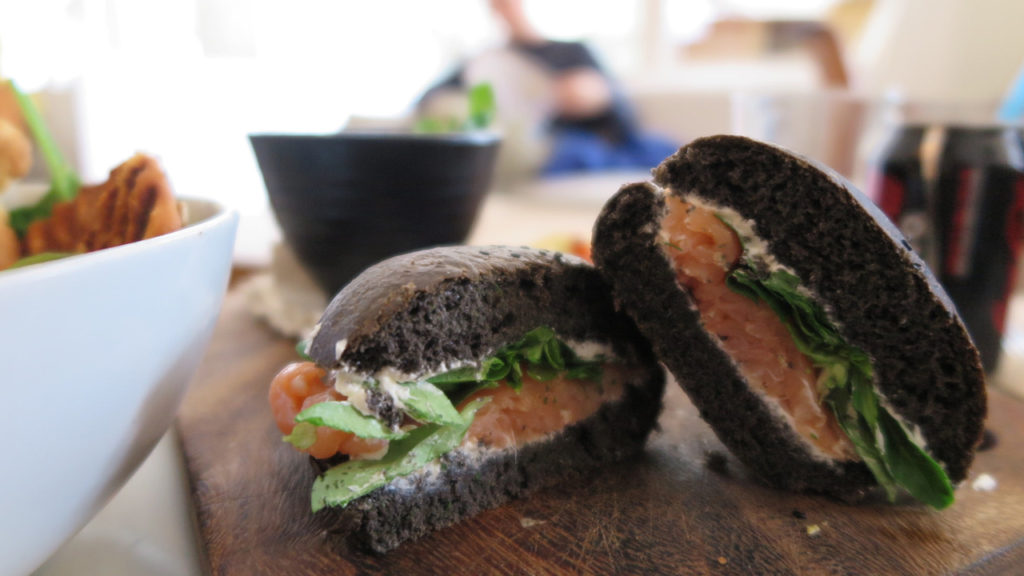 burger on a table